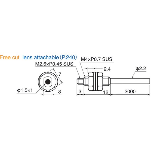 12207 Standard M4 Fiber Lens Adaptable THRUBEAM R30 OPTEX NF-TB01 Fiber Optic Cable 
