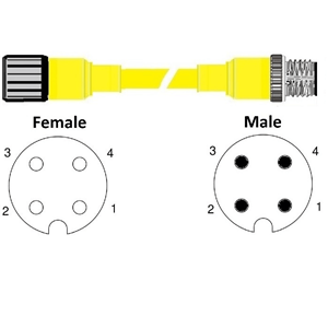 RAMCO M12 4P FEMALE/MALE CABLE 2M