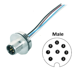 Ramco M12 8P Male Panel Receptacle