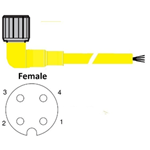 RAMCO M12 4P 90 DEGREE FEMALE CABLE 10M