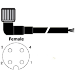 RAMCO M12 4P 90 DEGREE FEMALE CABLE 5M