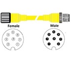 RAMCO M12 8P FEMALE/MALE CABLE 2M